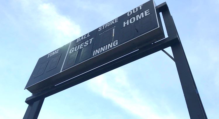 Scoreboard at the Victoria Softball Complex