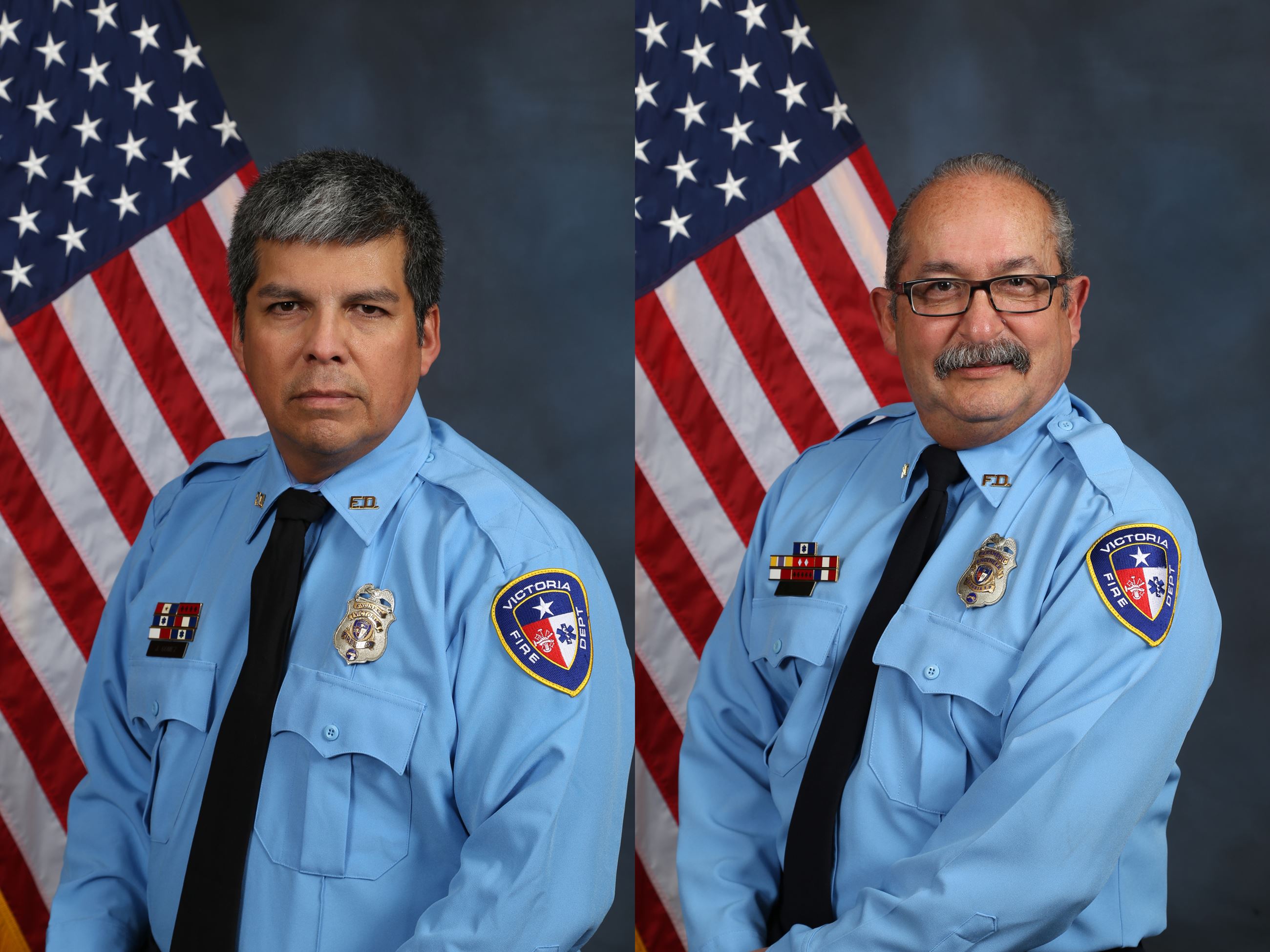 Firefighter engineers Joel Gomez and Raul Liendo