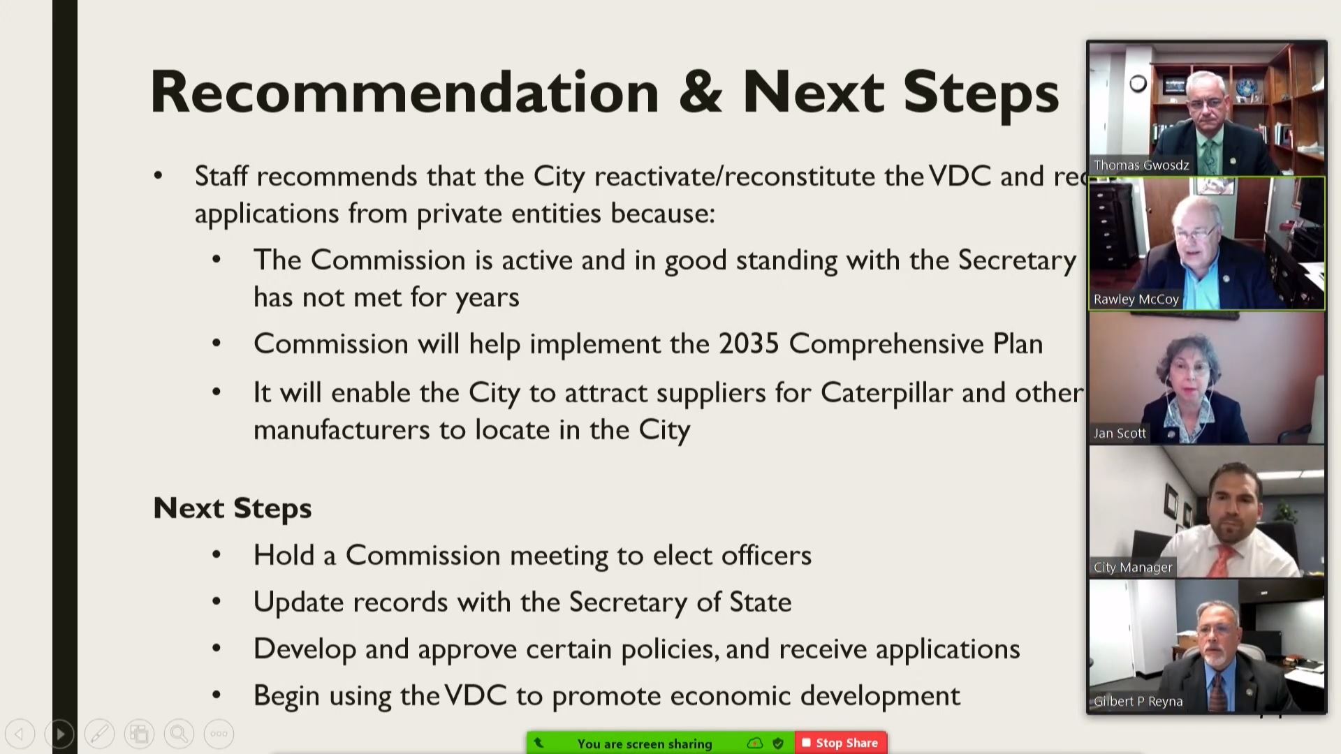 City Council Zoom meeting