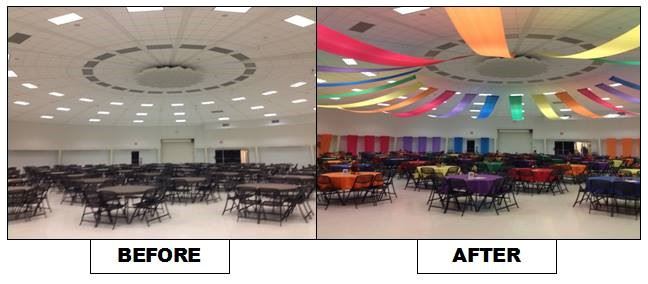 Dome before and after event set up