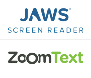Jaws Screen Reader & Zoom Text logos.