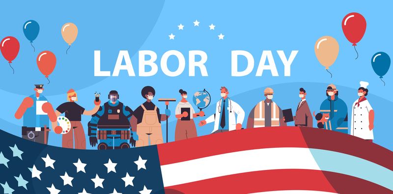 Labor Day. Illustration of people dressed for different professions.