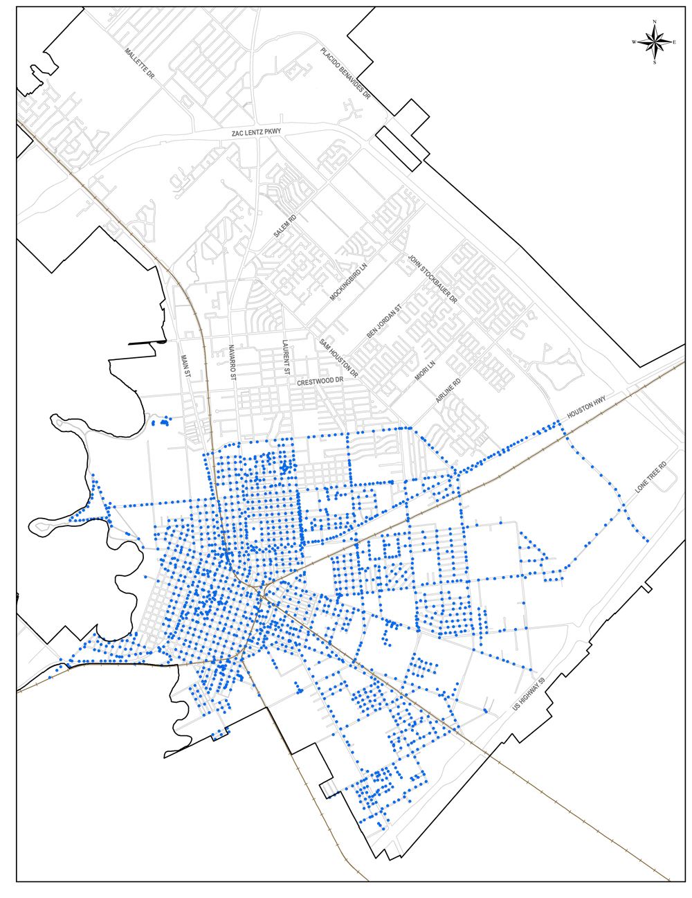 Map of Victoria showing lots of blue dots on the south side of the city
