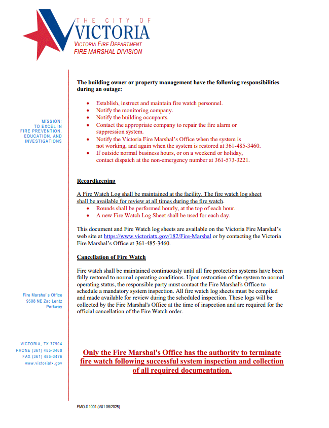 Fire Watch Guidlines.