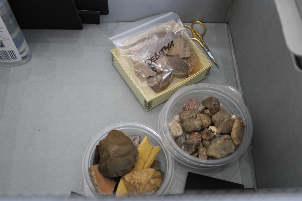 Archaeological samples in box