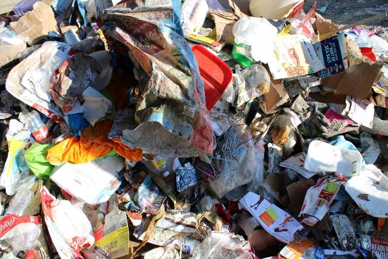 Pile of assorted trash items