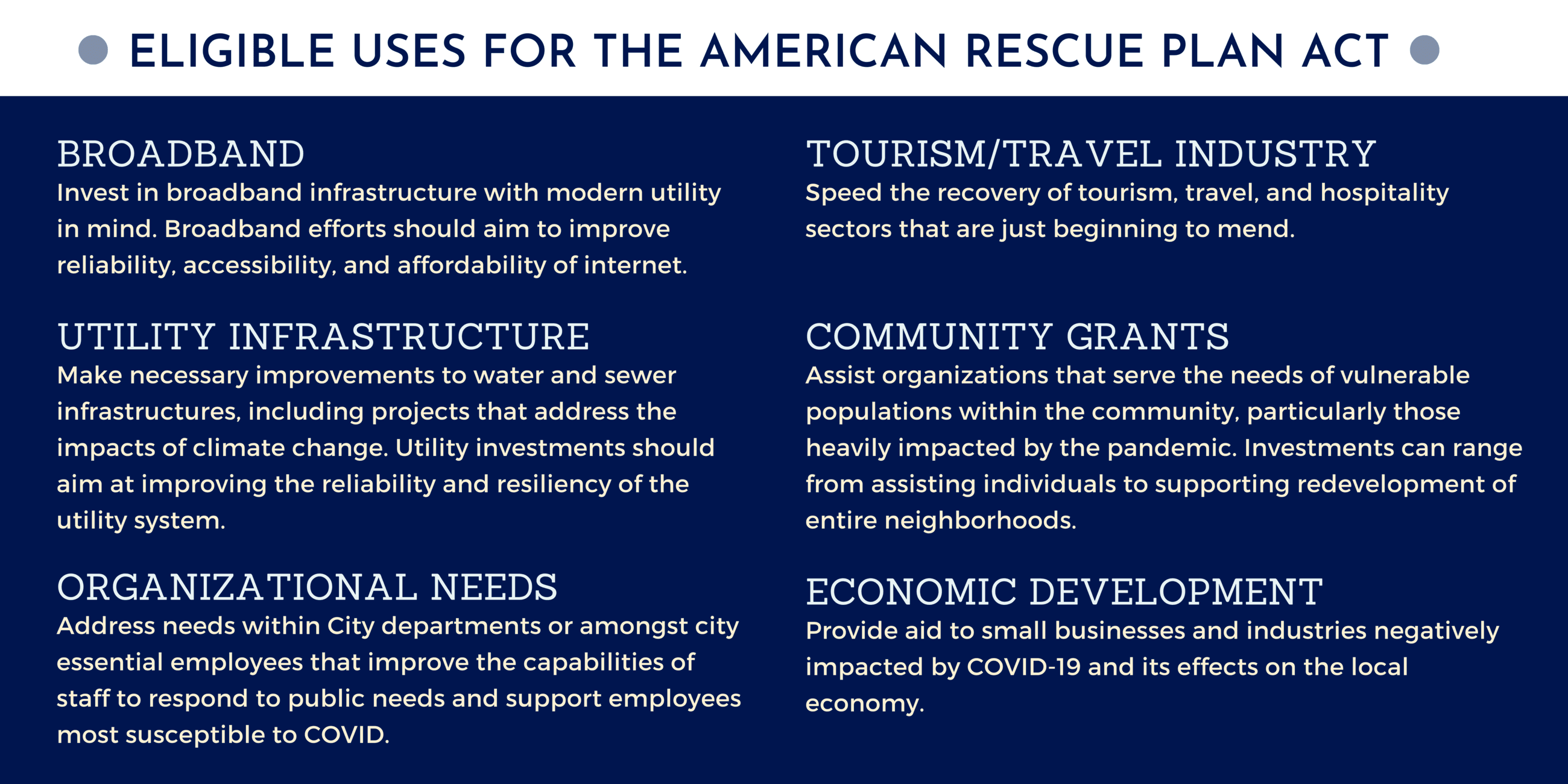 Eligible Uses for the American Rescue Plan, PDF Version Opens in New Window