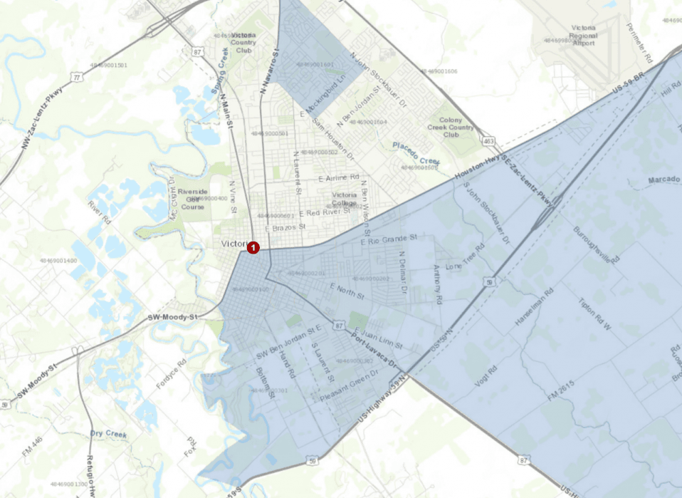 Map with shaded areas, mostly in southern Victoria and a small patch to the north.