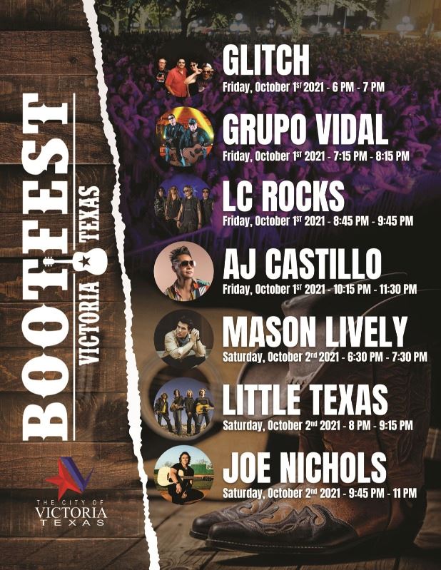 Bootfest. Glitch, Grupo Vidal, LC Rocks, AJ Castillo, Mason Lively, Little Texas, Joe Nichols.