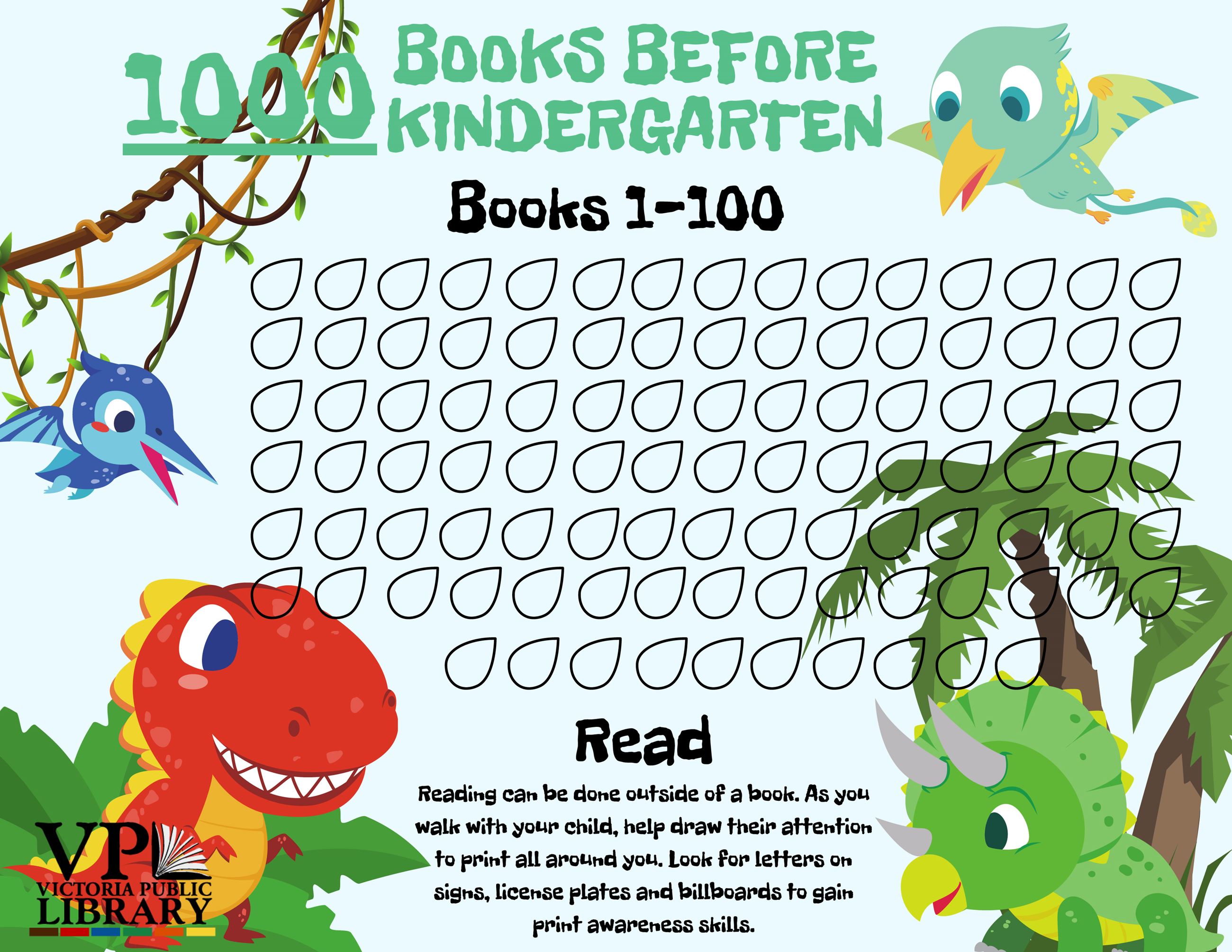 Sample reading log for 1000 Books Before Kindergarten